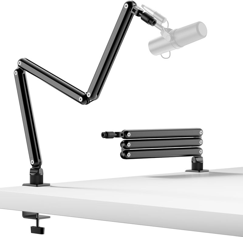 TODI Mic Arm for Lightweight Mics, Microphone Arm Rotatable, Storable Desk Mic Stand for Bear 3LB with Mount Clamp, Mic Stand Boom Arm with Cable Channel with 3/8'' 5/8'' Thread for Podcast, Gaming - Image 1